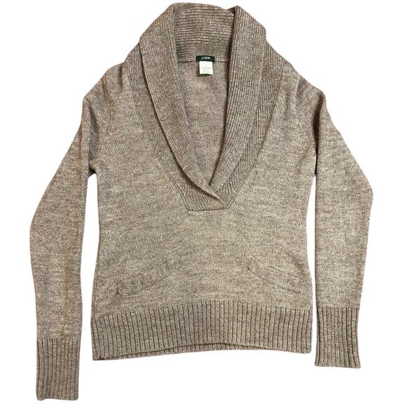 J. CREW Heather Brown Fisherman Alpaca Merino Wool Blend Sweater Women's Small - Picture 1 of 5